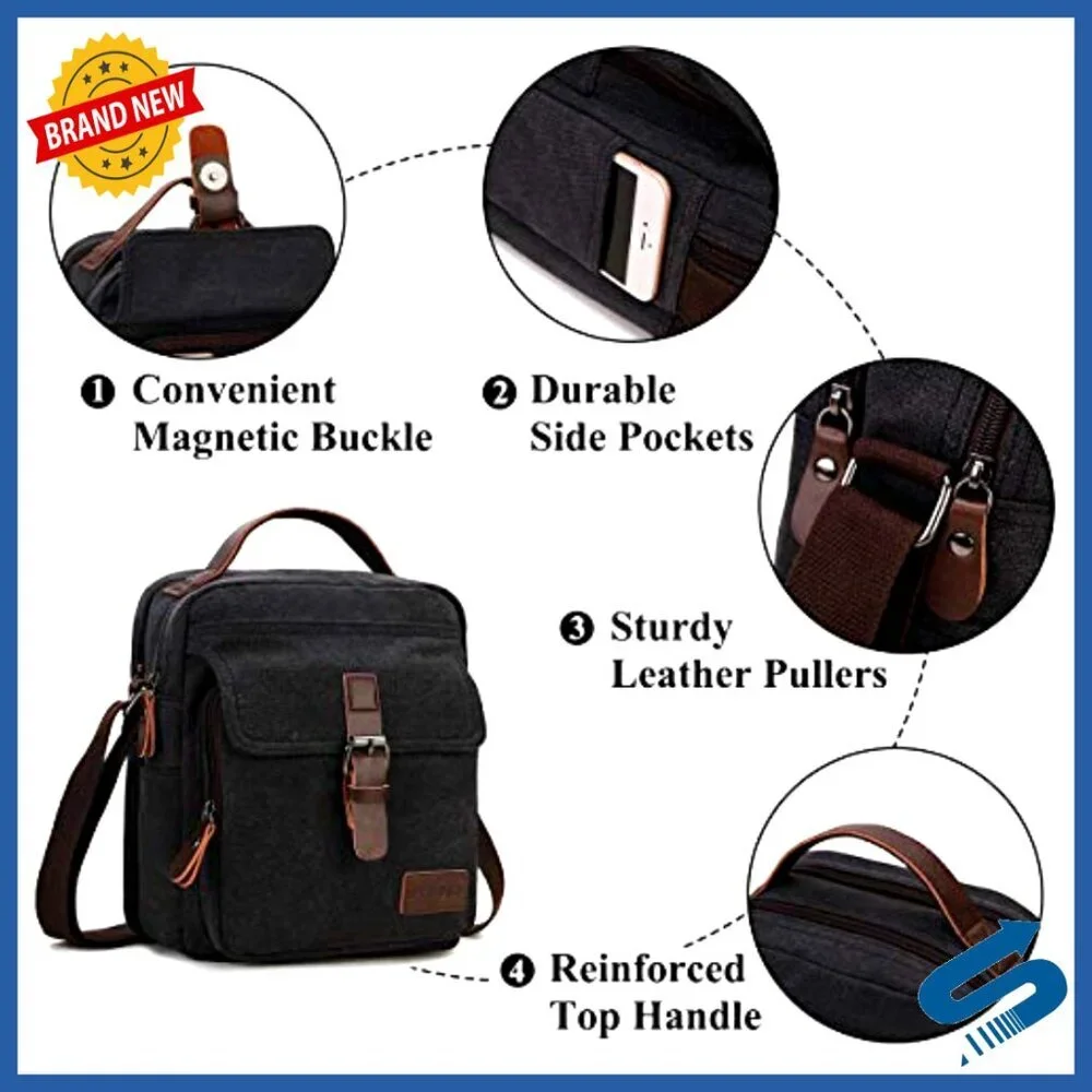 Vintage Canvas Messenger Bag Water Resistant Crossbody Satchel Travel Work